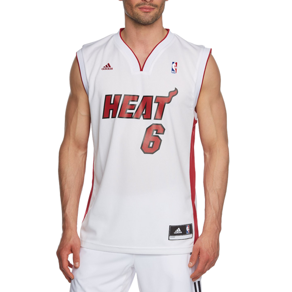 White Hot LeBron James: adidas Miami Heat NBA 2012-2013 White/Black  Swingman Jersey #6 six Tank